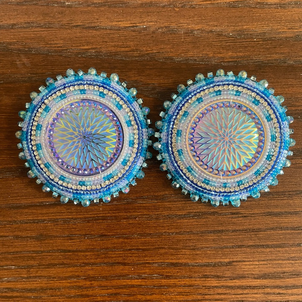 Blue beaded earrings